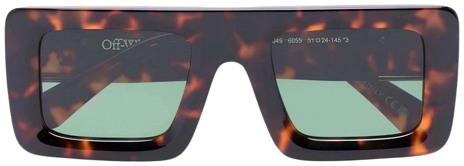 Off White Leonardo Leopar Desenli Kare Unisex Güneş Gözlüğü